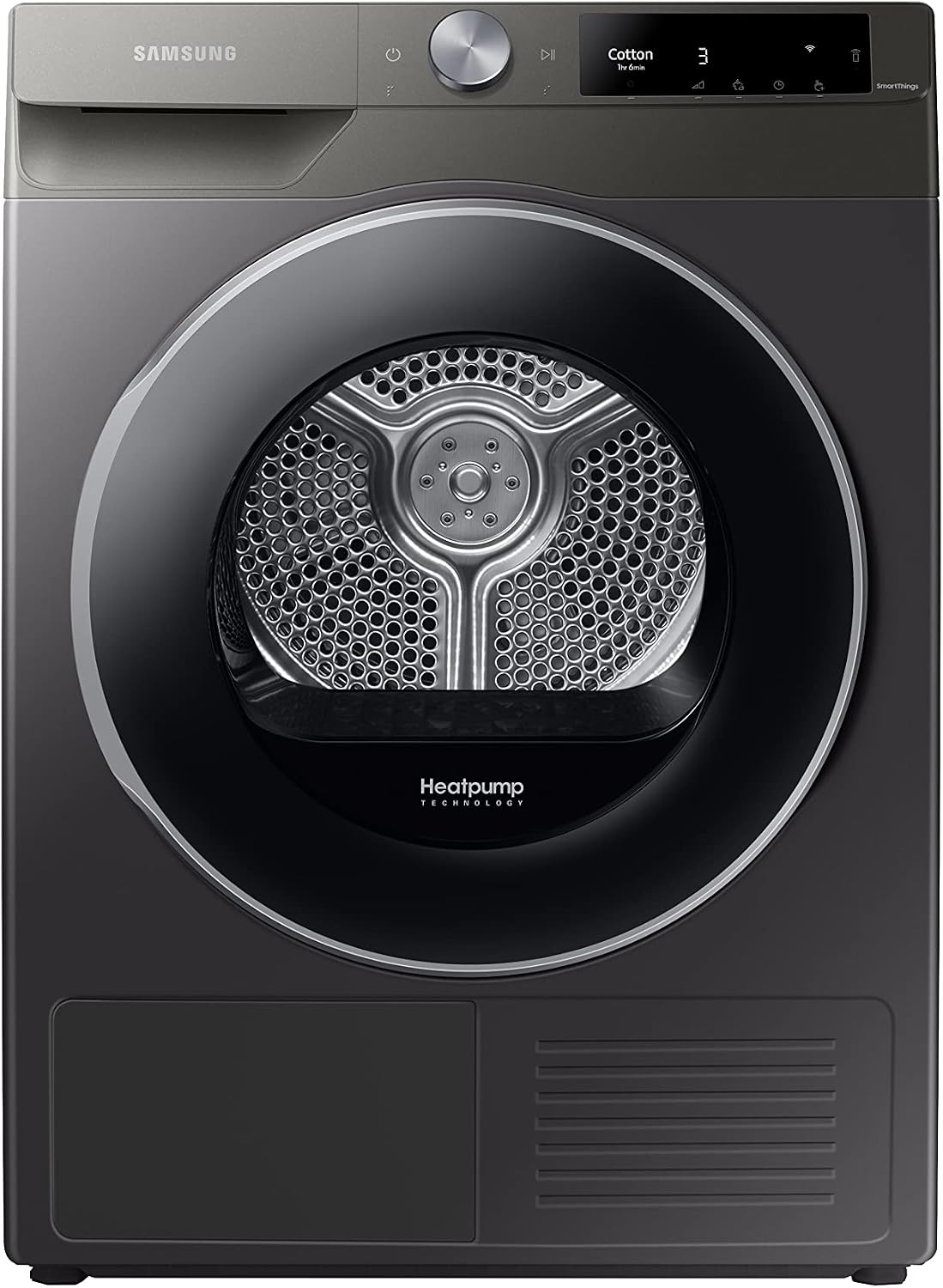 Samsung Series 6 DV90T6240LN/S1 with OptimalDry™, Freestanding Heat Pump Tumble Dryer, 9 kg, Graphite, A+++ Rated