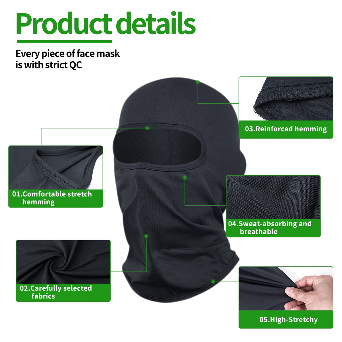 LONGKING Balaclava Ski Face Mask, UV Protector Windproof Lightweight Neck Warmer Motorcycle Cycling, Skiing, Snowboarding for Men/Women