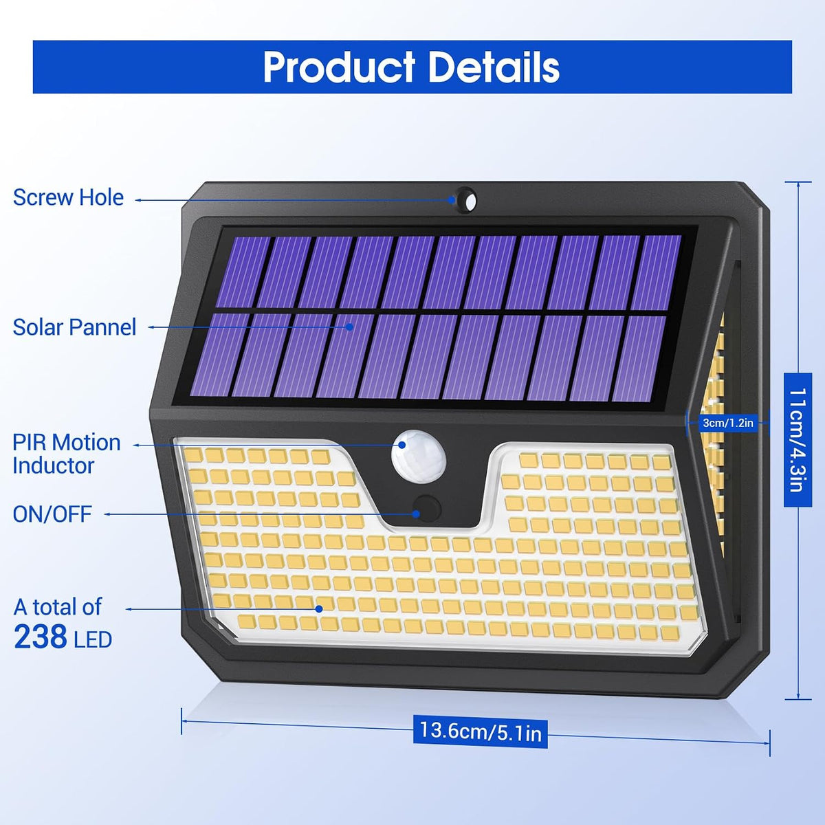 Outdoor Garden Solar Security Lights - 6 Pack Solar Motion Sensor Light