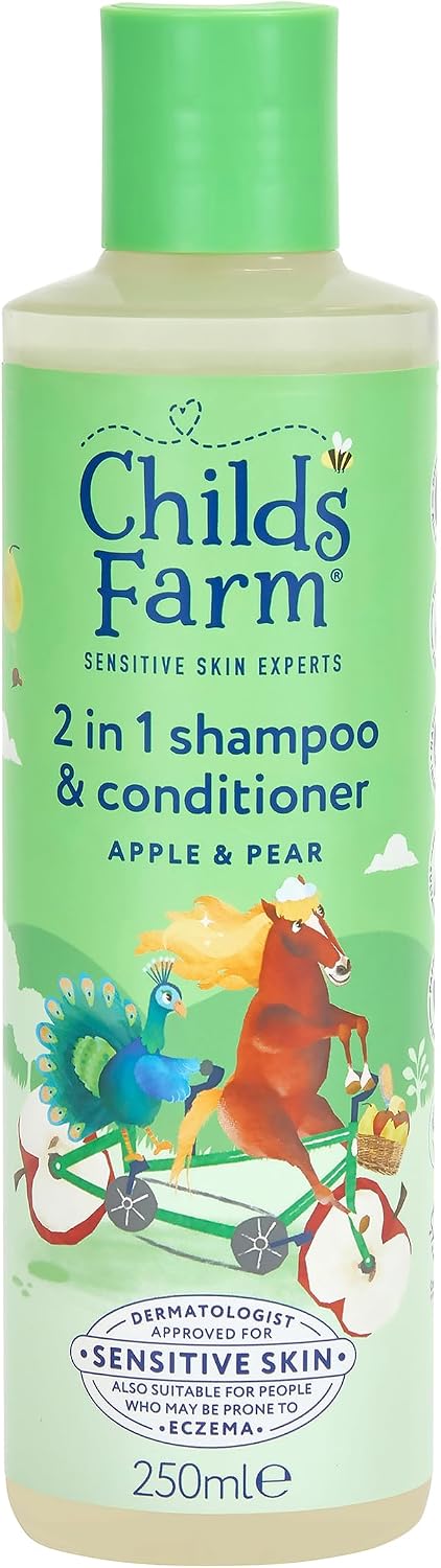 Childs Farm 2 in 1 Hair Shampoo and Conditioner, Gentle Tear Free, Apple and Pear Fragrance, Children, Kids, Baby, 250ml