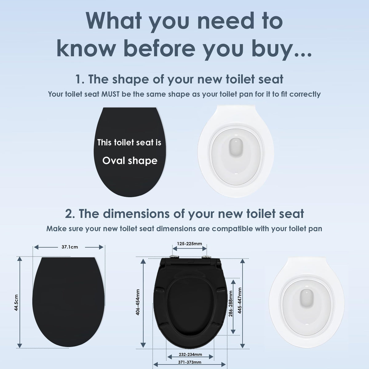 AQUALONA® Premium Thermoplastic Toilet Seat Soft Close Hardwearing Seat with Two Button Hinge Release D Shaped Easy to Clean Simple Installation Top and Bottom Fittings (White - D Shape)
