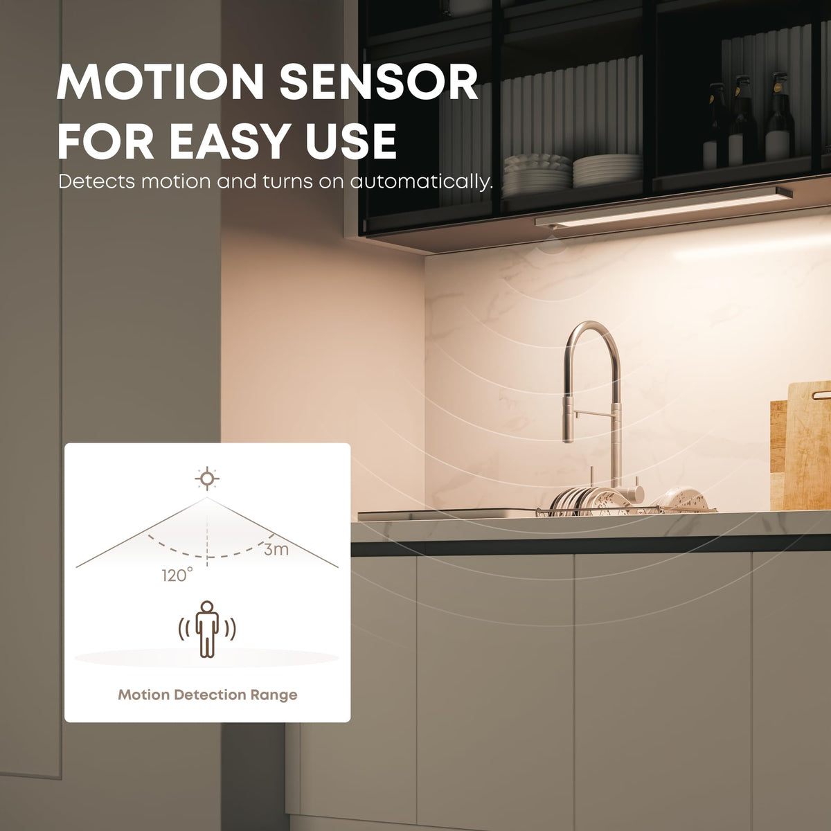 LROLTEF Under Cabinet Wardrobe Motion Sensor Lights Dimmable 21cm 1500mAh