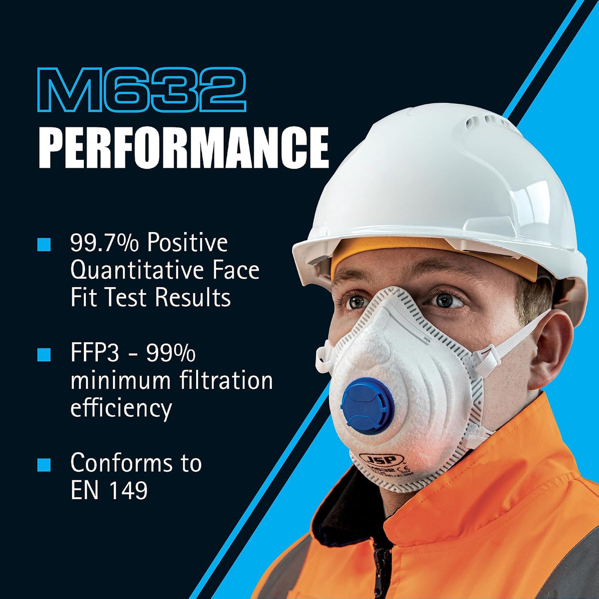 JSP M632 FFP3 Valved Dust Face Mask for Construction, DIY & Trade 10 Pack