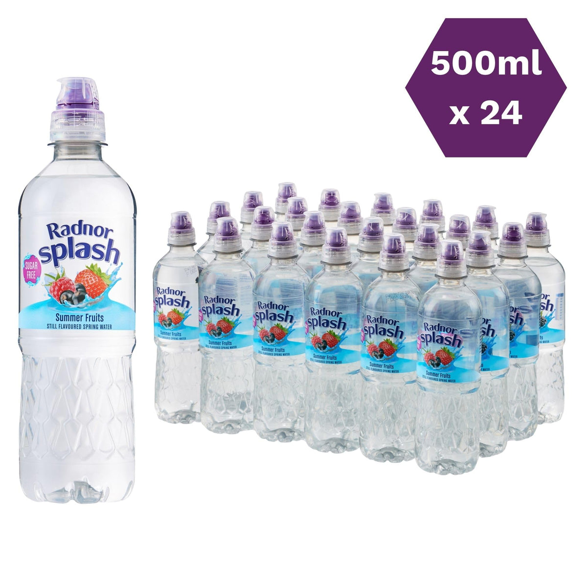 Radnor Splash Flavoured Water Sugar Free 500ml - Pack of 24 (Strawberry)