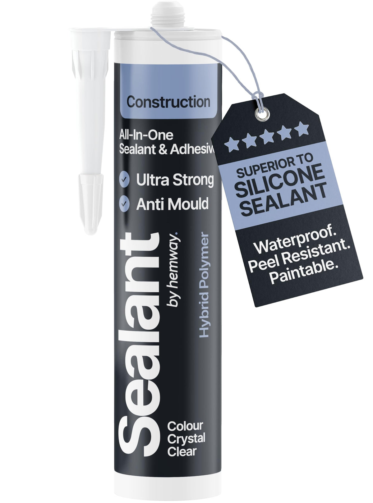 Hemway Kitchen & Bathroom Crystal Clear Sealant & Adhesive 300ml 3 Pack