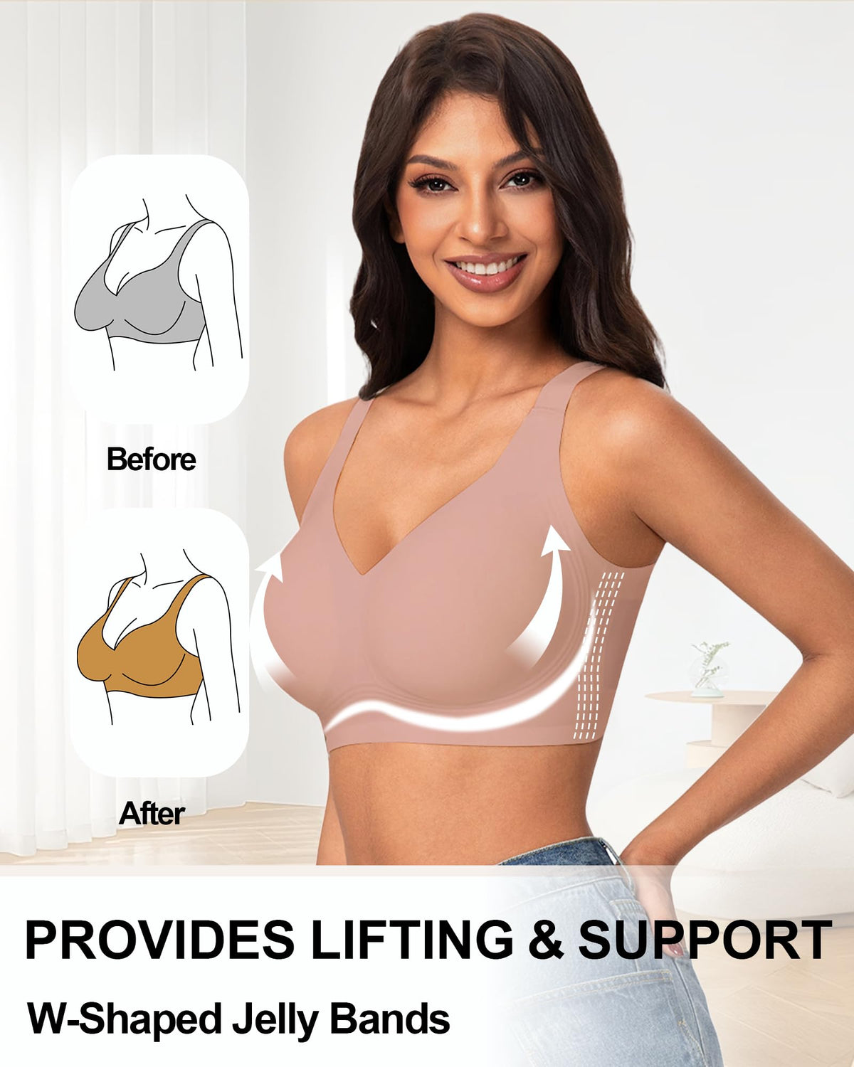 HOWIN Jelly Bras for Women Non Wired Seamless Gel Plus Size Push Up Bras