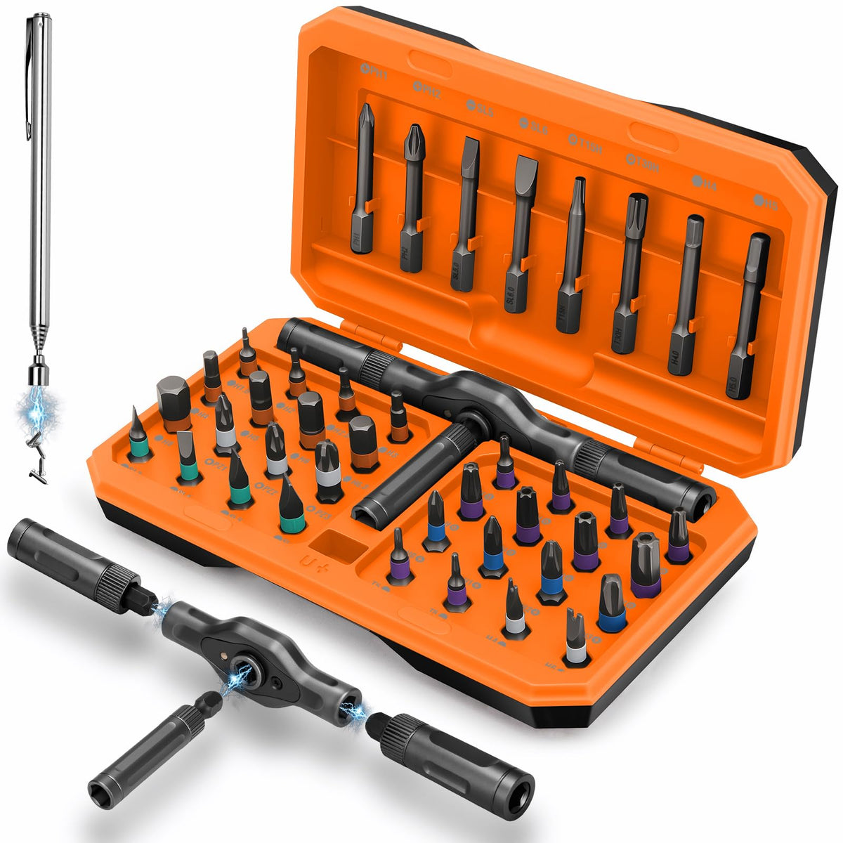 KELIN 68 in 1 Magnetic Ratchet Screwdriver Set, Multi Bit Ratcheting Torx Screwdriver Sets, Nut Drivers, Gifts for Men Who Have Everything, Stocking Fillers for Men Gifts for Him Dad
