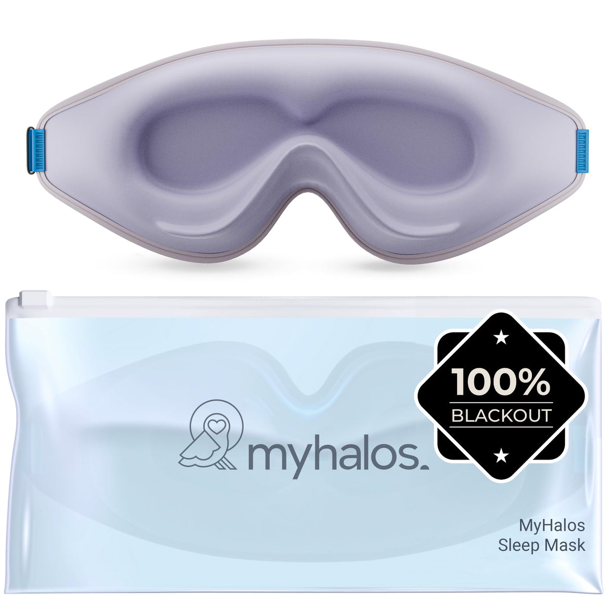 MyHalos Blackout Sleep Mask, Eye Mask for Sleeping, Zero Pressure, Travel