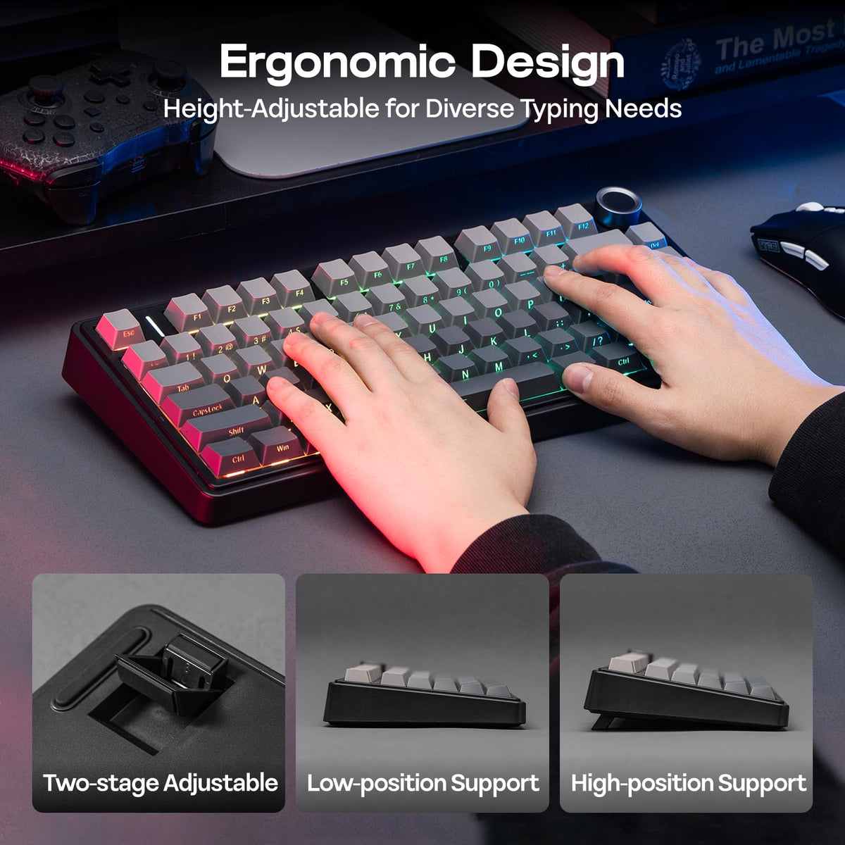 EPOMAKER AULA F75 Wireless Mechanical Gaming Keyboard, 75% Layout with Knob