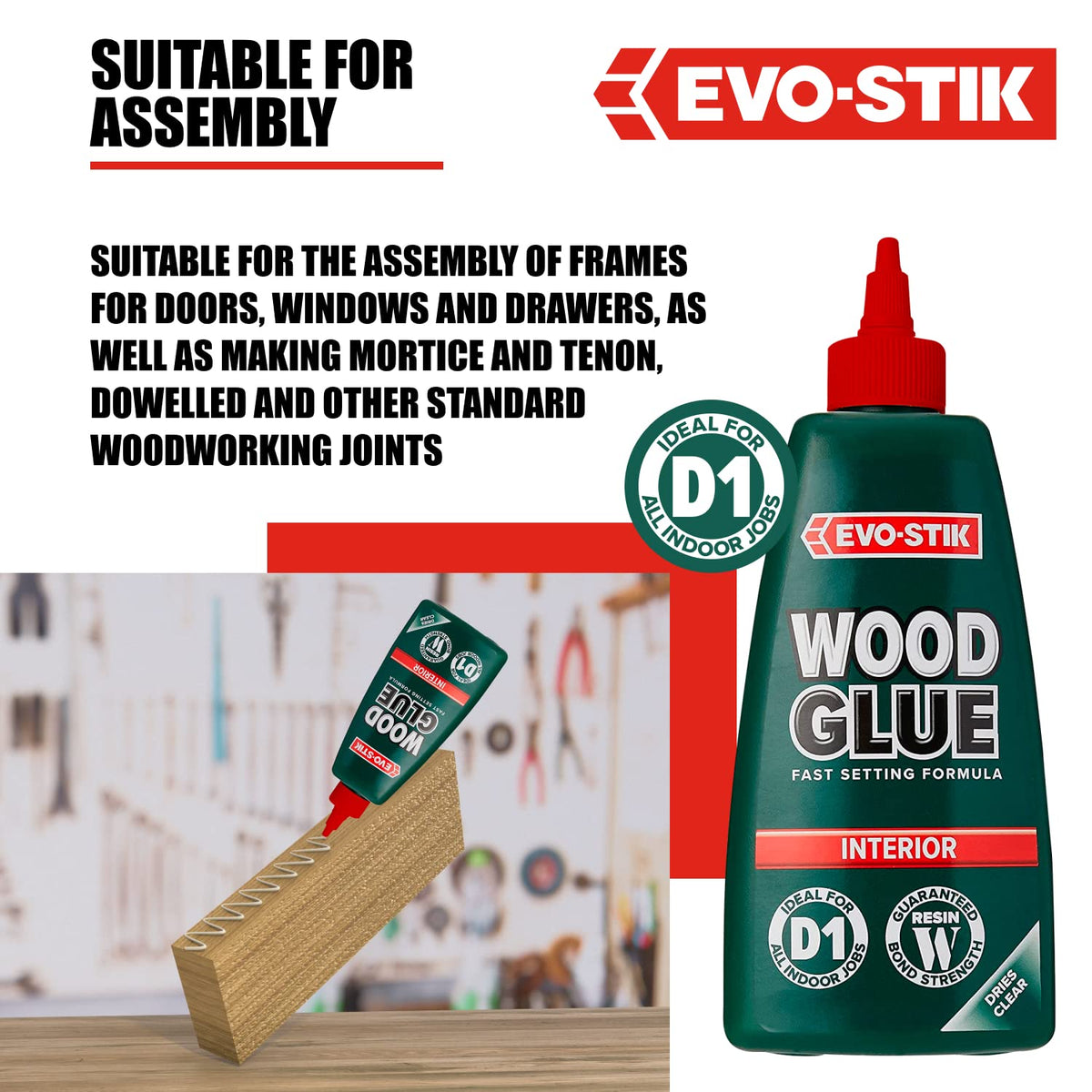 EVO-STIK Wood Glue 500ml - Interior - Extra Strong - Fast Setting Glue