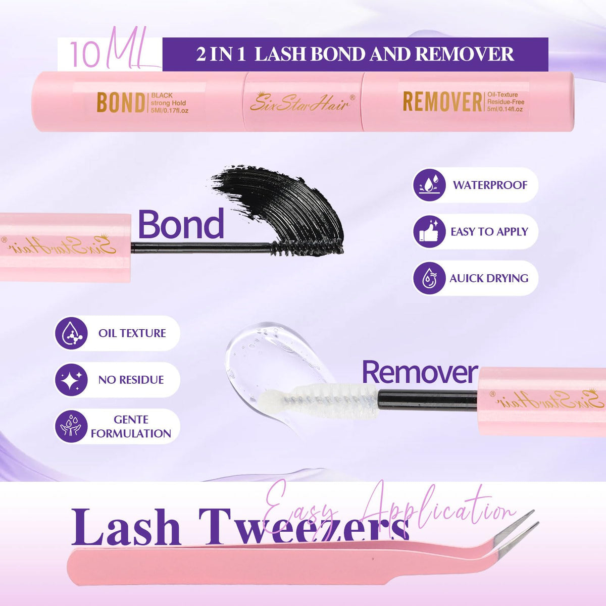 Sixstarhair Individual Eyelashes Kit Lash Clusters with Glue and Remover