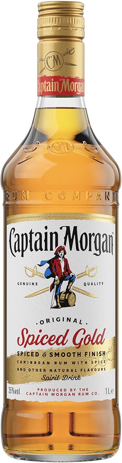 Captain Morgan Original Spiced Gold | 35% vol | 1L | Caribbean Rum Based Spirit Drink with Spice | Vanilla & Brown Sugar Flavours