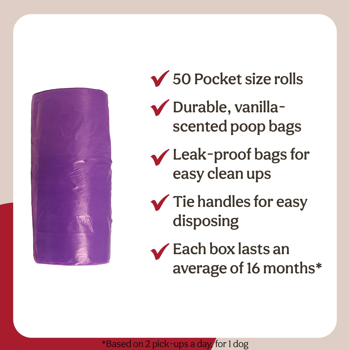 Rosewood Dog Poo Bags with Handles - 100 Easy Clean-Up Poop Bags, Loose Packed Dog Waste Bags with Tie Handles, Lightly Scented, Black