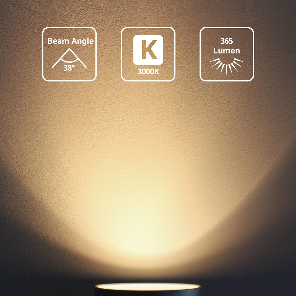 GU10 LED Spot Light Bulbs Warm White 5W, 3000K, 365lm, No Flickering, Energy Saving Light Bulbs, Equivalent 40-50W GU10 Halogen Spotlight Bulbs, Non-Dimmable, 10 Pack