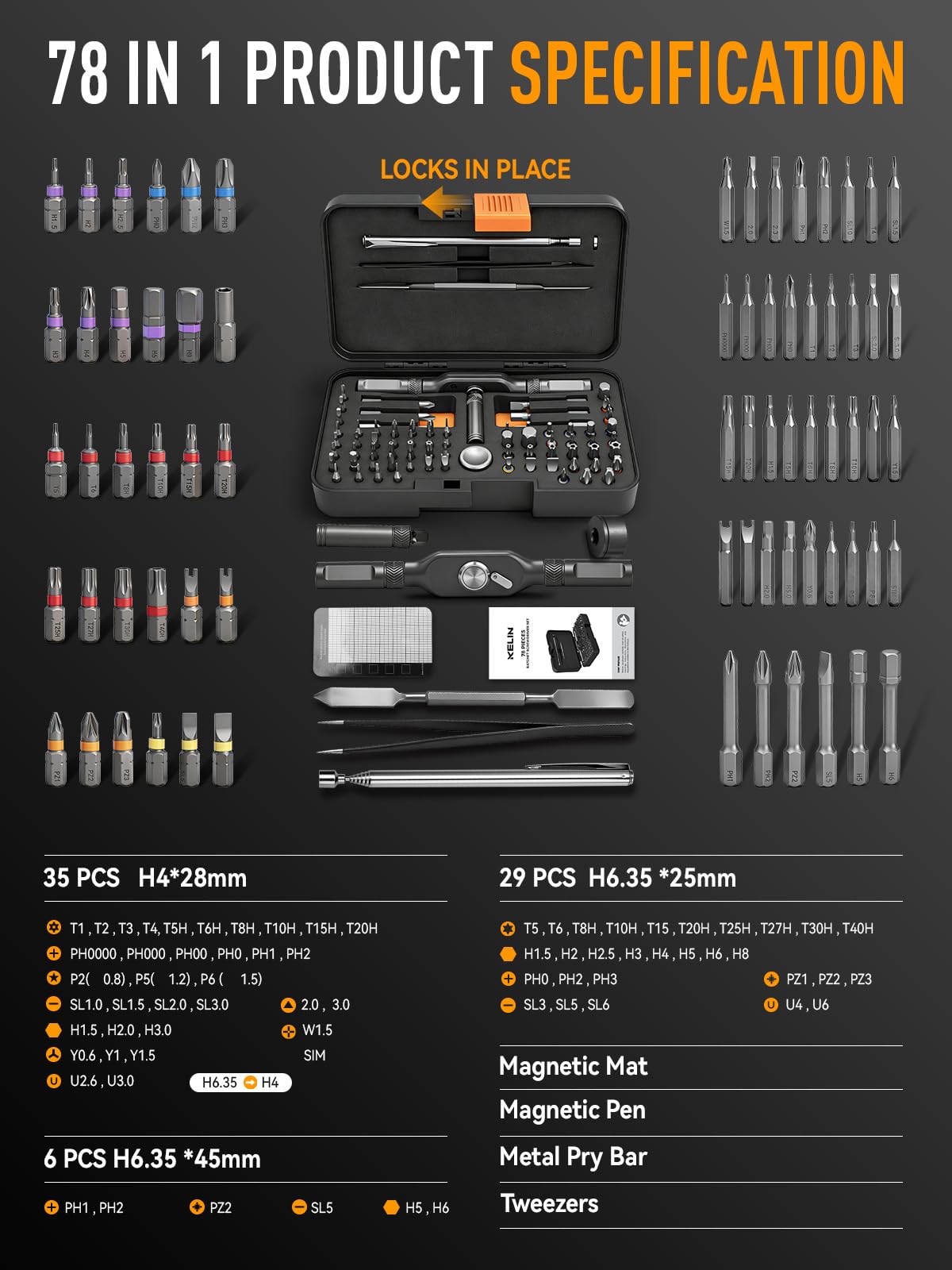 KELIN 68 in 1 Magnetic Ratchet Screwdriver Set, Multi Bit Ratcheting Torx Screwdriver Sets, Nut Drivers, Gifts for Men Who Have Everything, Stocking Fillers for Men Gifts for Him Dad