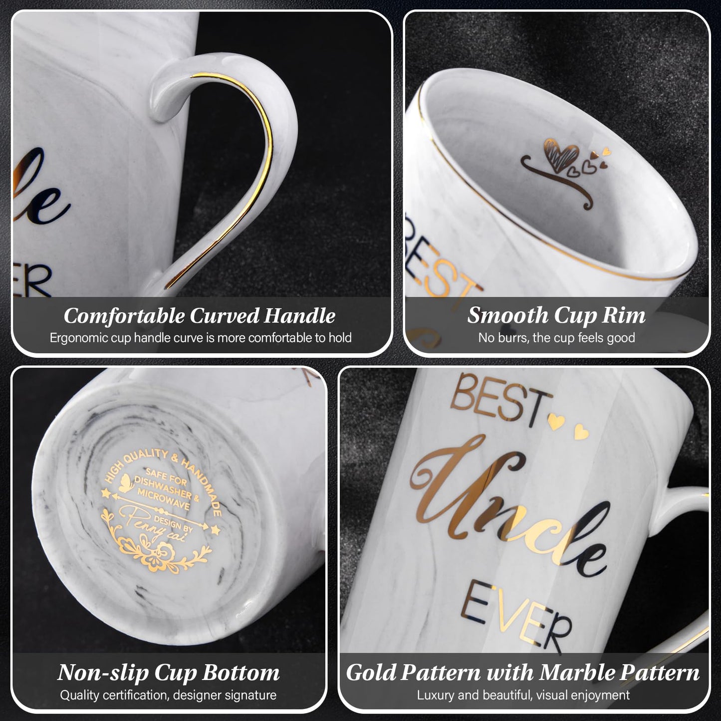 Unique Teacher Appreciation Gifts for Women - Best Teacher Gifts for Teachers, 14oz Pink Marble Ceramic Coffee Mug Printed with Gold, Retirement Birthday Graduation Ideas, End of The Year, Gift Boxed
