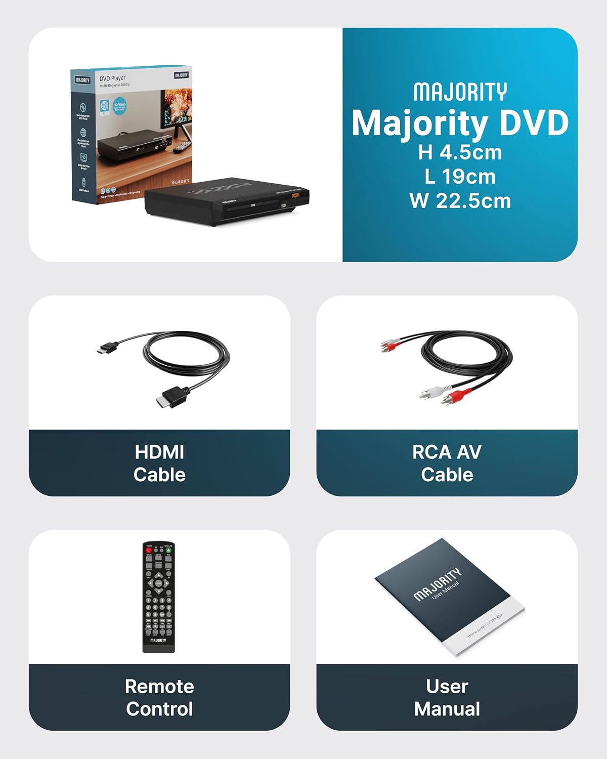 MAJORITY HDMI DVD Player for TV 1080P Region Free DVD Players for Smart TV