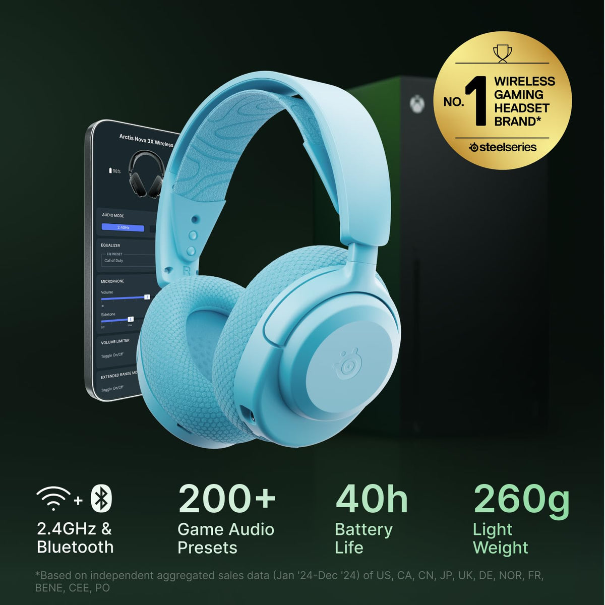SteelSeries Arctis Nova 3X Wireless - Xbox Headset - Gaming Headset - Mobile App Control - 40 HR Battery with fast charging - Compatible with Xbox, PC, Switch and more - 2.4GHz/Bluetooth - Lavender