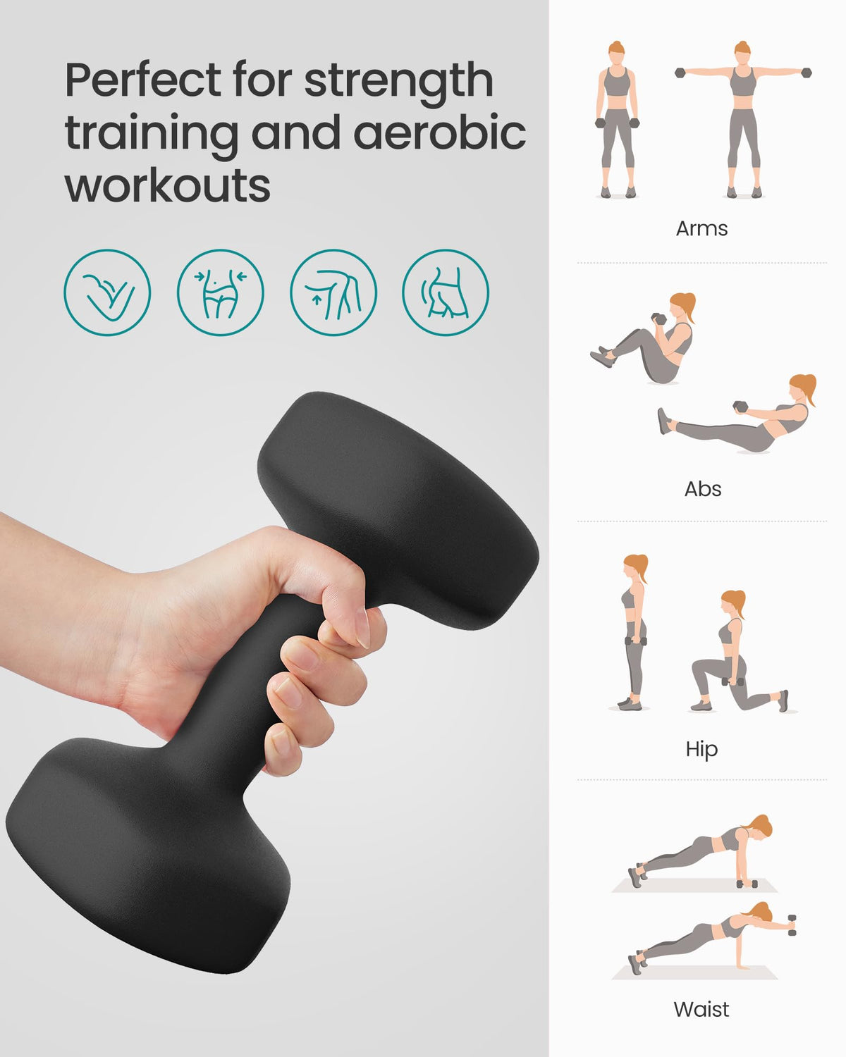 SONGMICS Set of 2 Hex Dumbbells with Neoprene Coating for Strength Training, Fitness, Home Workout
