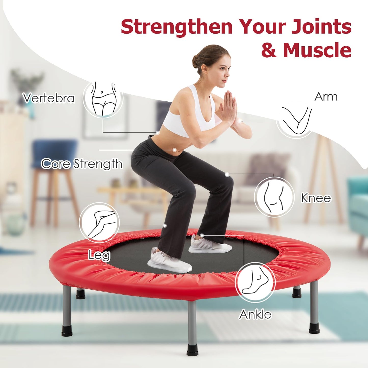 COSTWAY 38" Foldable Mini Fitness Trampoline with Carry Bag — Max 150 kg