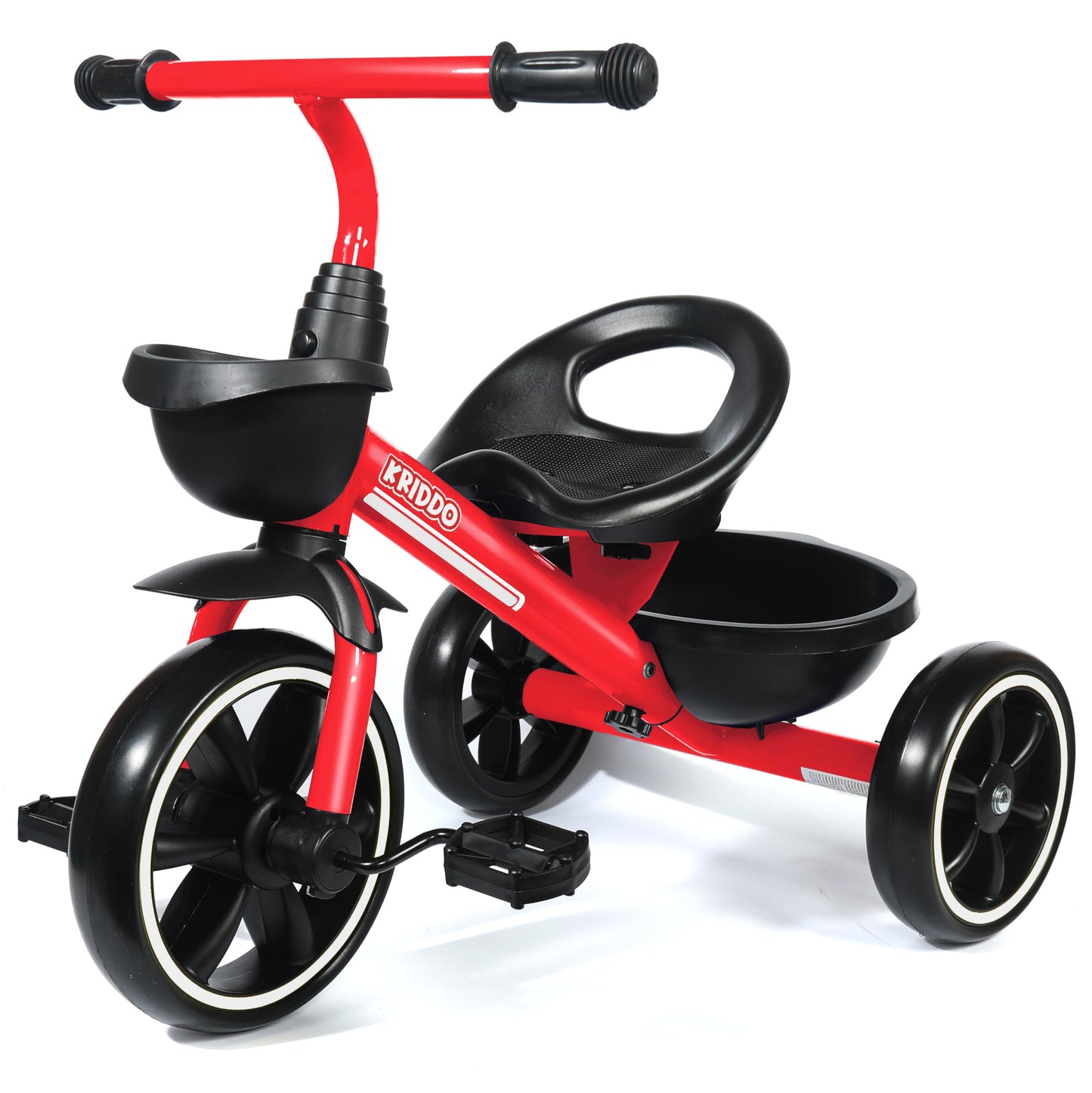 KRIDDO Toddler Tricycle — Anti-Tip Design, BPA-Free | Ages 18 Months to 4 Years | Pink