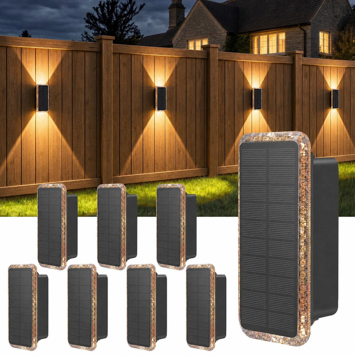 vighep RGB Solar Fence Lights Outdoor 3 Pack, 11 Mode Up & Down Wall Lights