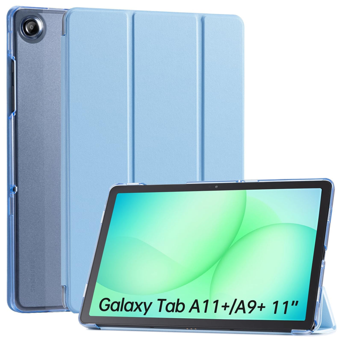CoBak Case for Samsung Galaxy Tab A11+ Plus 11 Inch 2025/A9+ Plus 2023 - PU Leather Smart Cover with Auto Sleep/Wake for Tab A11+, Translucent Hard Shell, Multi-Viewing Angles, Green Pattern