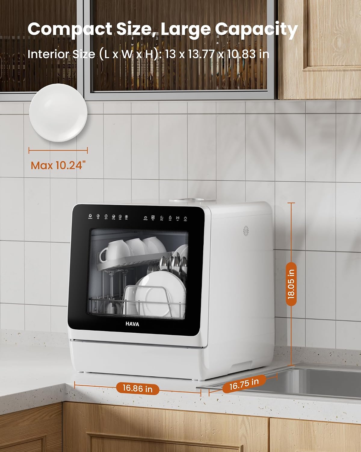 HAVA Table Top Dishwasher with Water Softener & Enhanced Energy Efficiency