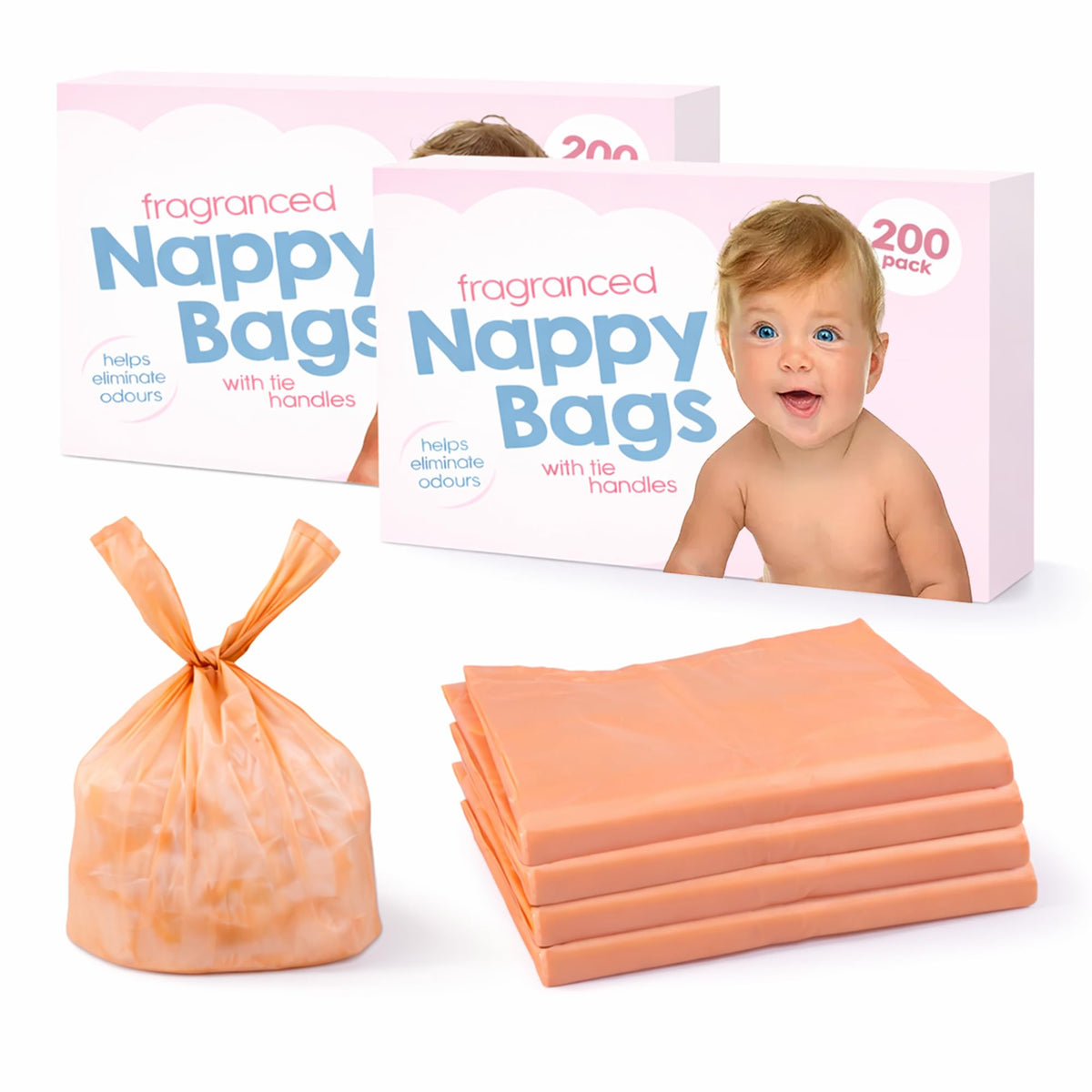 D.A.Y. Republic 150 Nappy Bags Fragranced Diaper Disposal Bags, Tie Handle