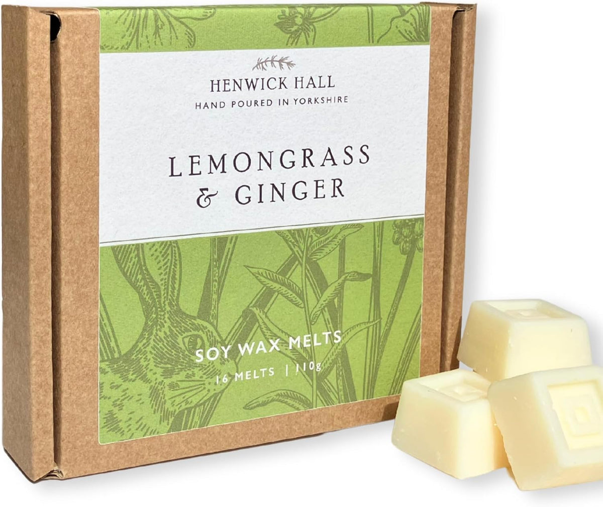 Lemongrass and Ginger scented soy wax melt gift box- 16 fragranced wax melts, hand poured and vegan friendly