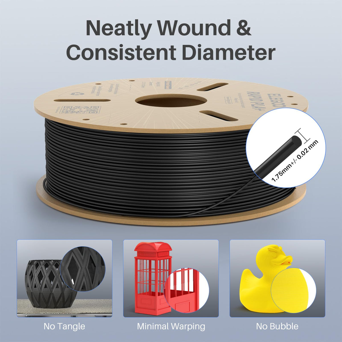 ELEGOO Rapid PLA Plus 3D Printer Filament 1.75mm Bundle 8 Colours 8 * 250g