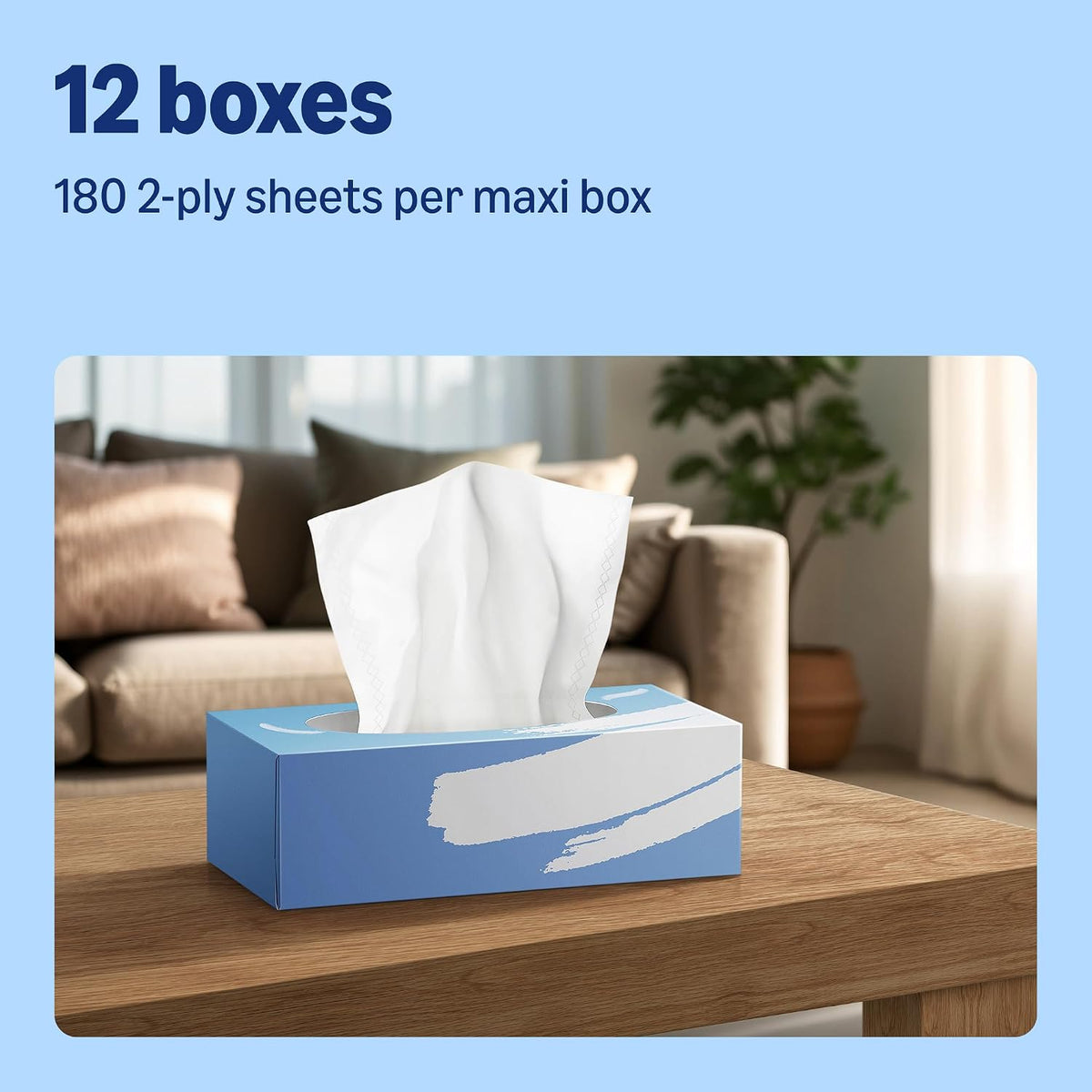 by Amazon Facial Tissues 2 ply, 180 Sheets 12 Pack