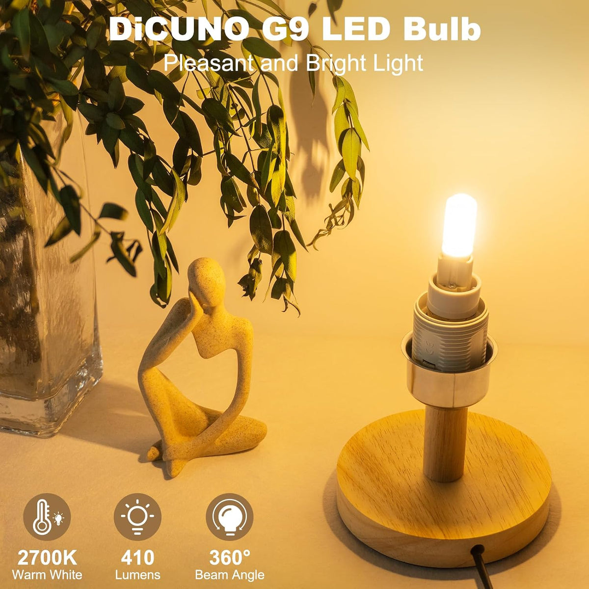 DiCUNO G9 LED Bulb Warm White 2700K, 3W=30W, 410LM, 6 Pcs