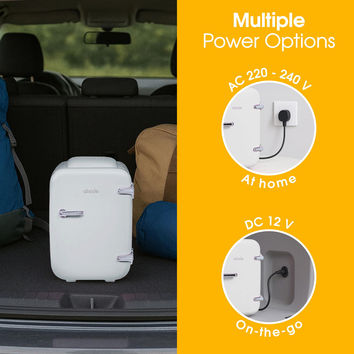 Abode Black Mini Fridge A4CLR201B 4L/6 Can Portable Thermoelectric Mini Cooler & Warmer for Drinks, Cosmetics/Makeup/Skincare, AC/DC Power, Retro Style, For Bedroom, Home, Caravan, Car