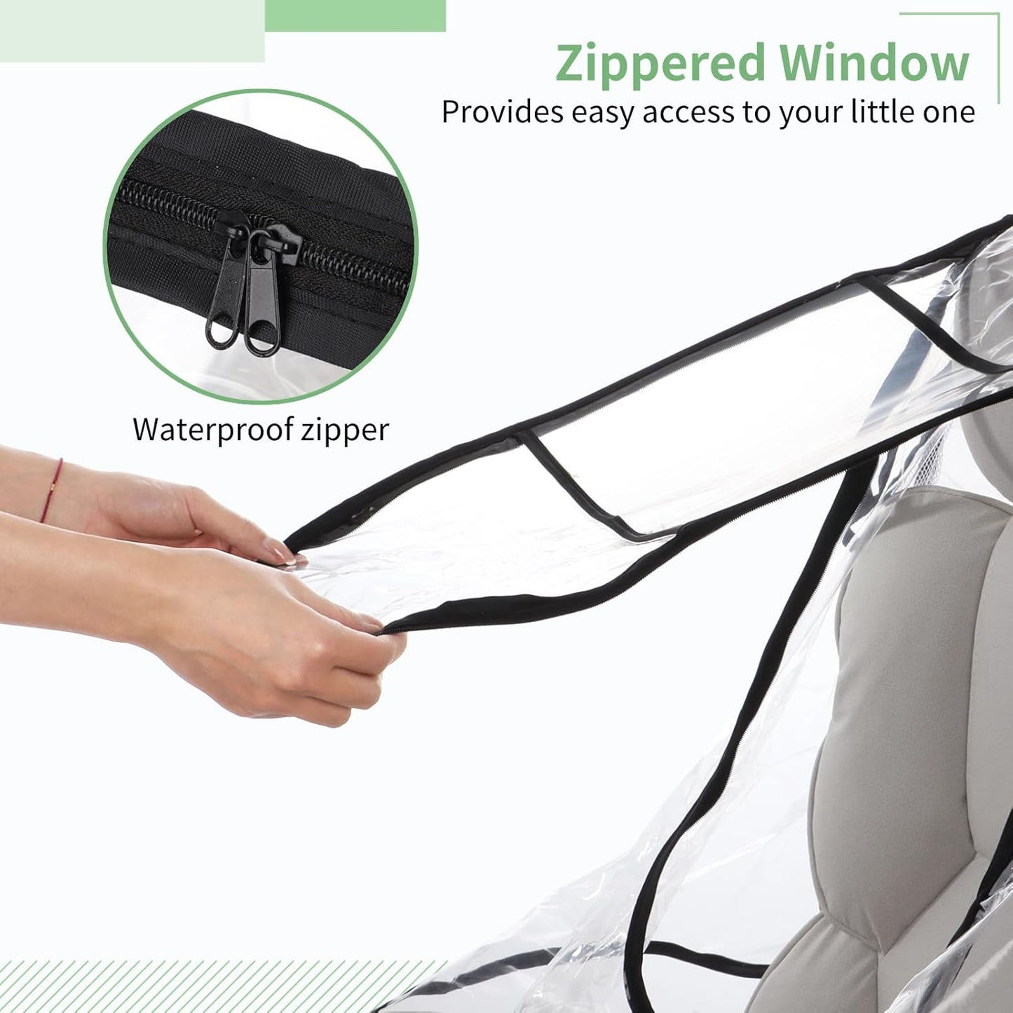 Universal Rain Cover for Pushchair,Waterproof Rain Cover for Pram,EVA Stroller Protector Cover Zipper Window Transparent Travel Weather Shield for Blocks Rain, Snow & Wind