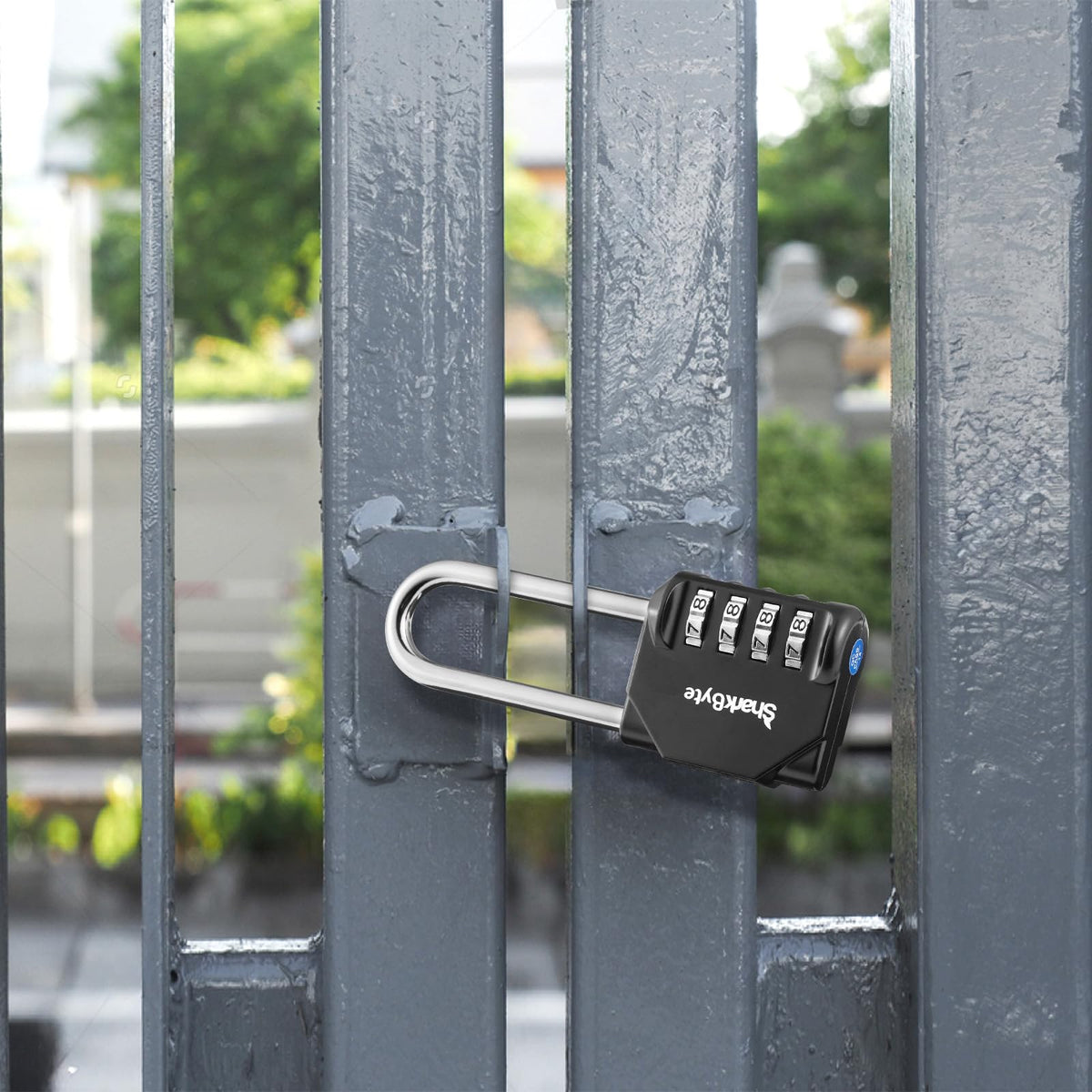 SharkByte Heavy Duty Combination Padlock – 4-Digit Weatherproof Outdoor Lock with Stainless Steel Shackle, Anti-Rust Resettable Code for Gym, School, Locker, Shed, Toolbox, Gate & Warehouse - Red