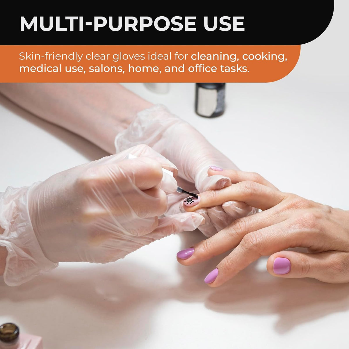 Clear Vinyl Gloves, 100 Count, Clear Disposable Gloves (100, Medium)