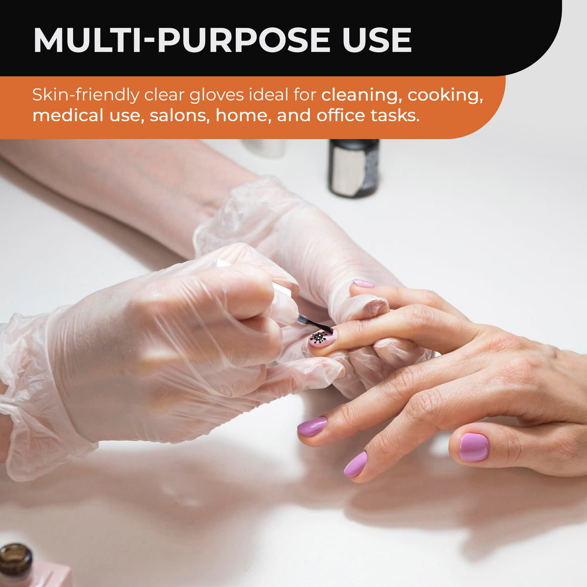 Clear Vinyl Gloves, 100 Count, Clear Disposable Gloves (100, Medium)