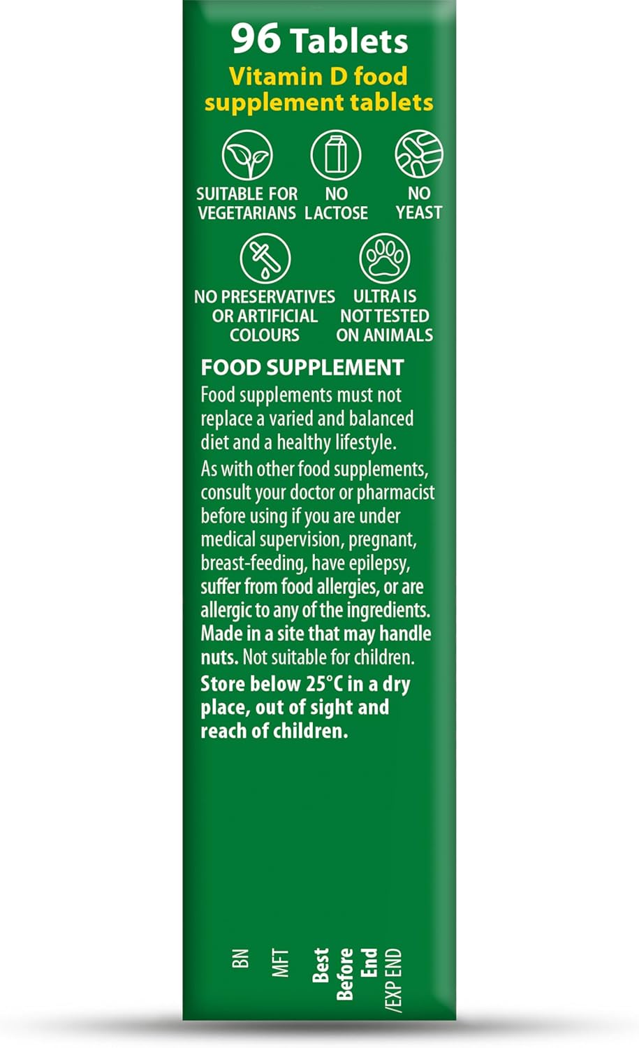 Vitabiotics Ultra Vitamin D3 1000IU, Vitamin D3 Tablets, 96 Tablets