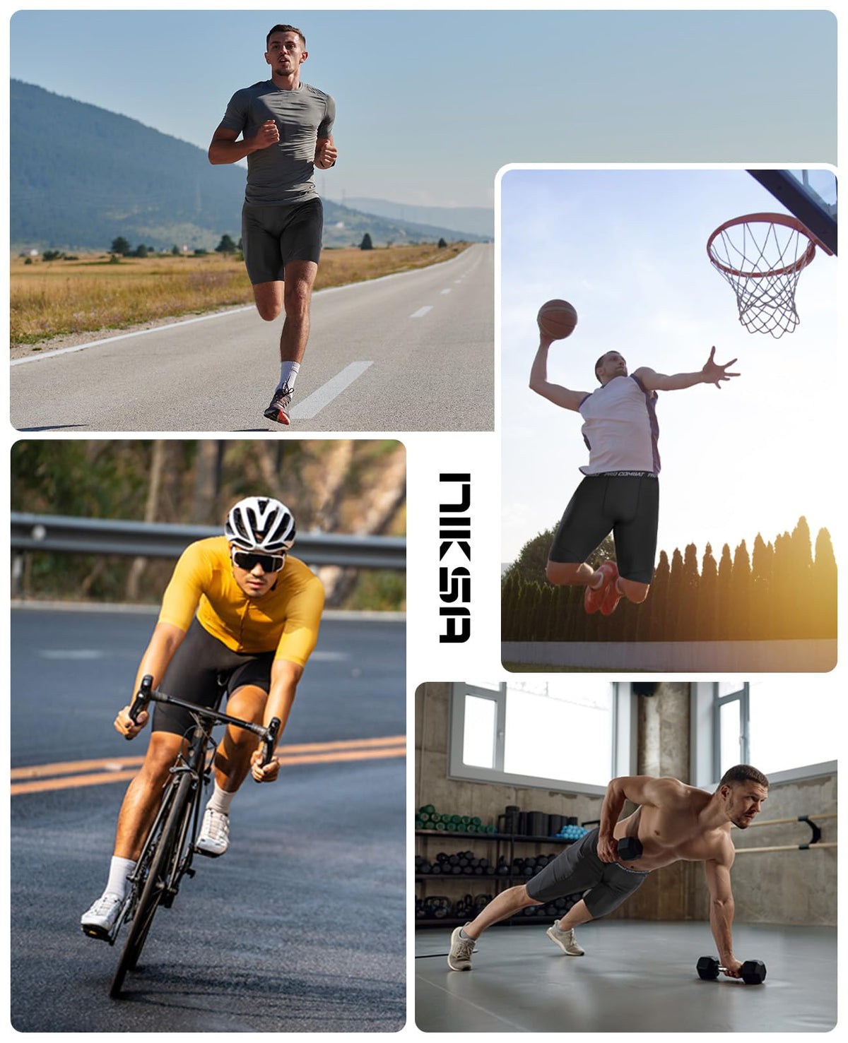 Niksa Compression Shorts Men, 1 Pack or 3 Packs Gym Running Shorts with Pockets Sports Anti Chafing Underwear Base Layer Shorts Quick-Drying Fabric Undershorts Men’s Workout Shorts