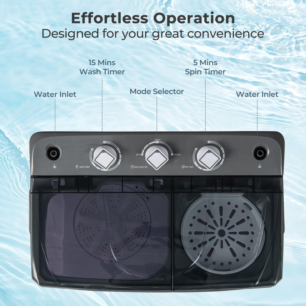 TANGZON Twin Tub Washing Machine, 8KG Portable Washing Machine Spin Dryer
