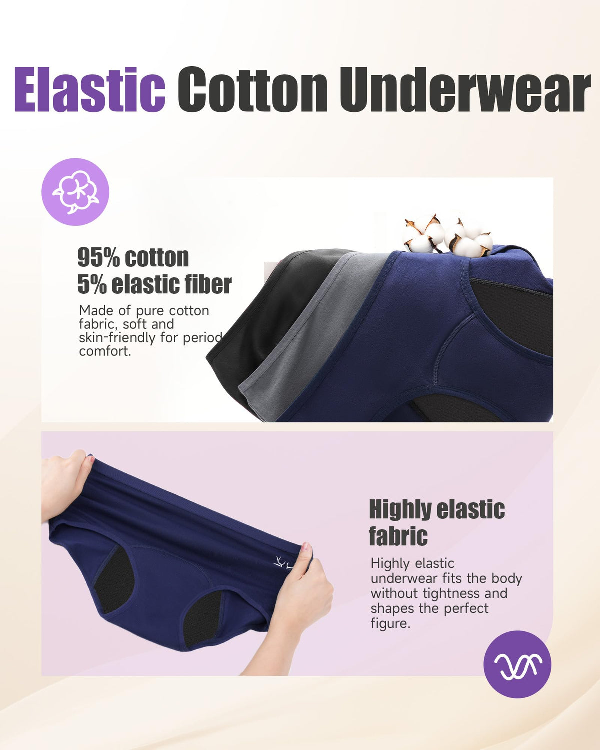 TANSTC Period Pants for Women, Leakproof Period Underwear Pack of 3
