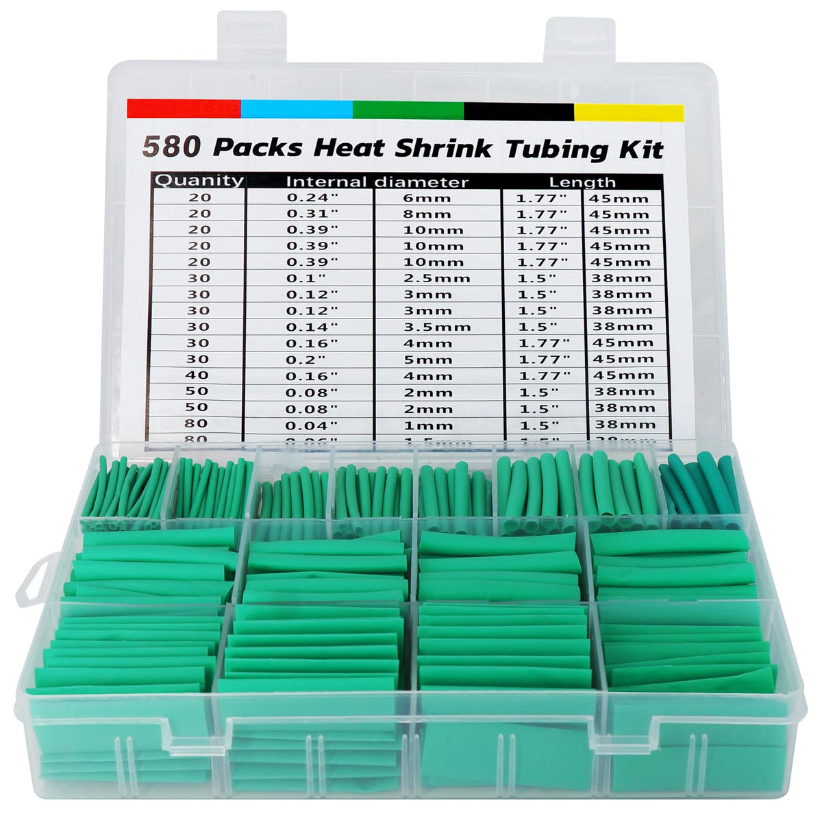 ASHINER Clear Heat Shrink Tubing Kit - 580Pcs EVA Material in 11 Sizes - Ideal for Electrical Insulation, Repairs, and Wire Connectors with User-Friendly Design and Storage Case