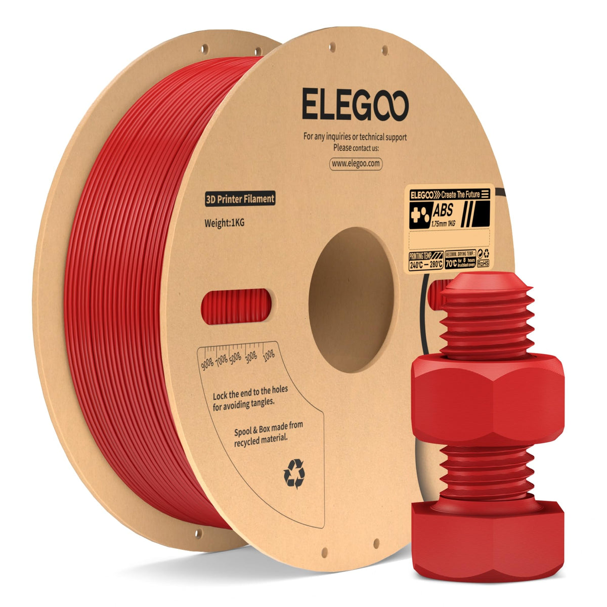 ELEGOO TPU Filament 1.75mm Grey 1KG, 95A Flexible Soft 3D Printing Filament 1KG Spool(2.2lbs) Fits for Most FDM 3D Printers