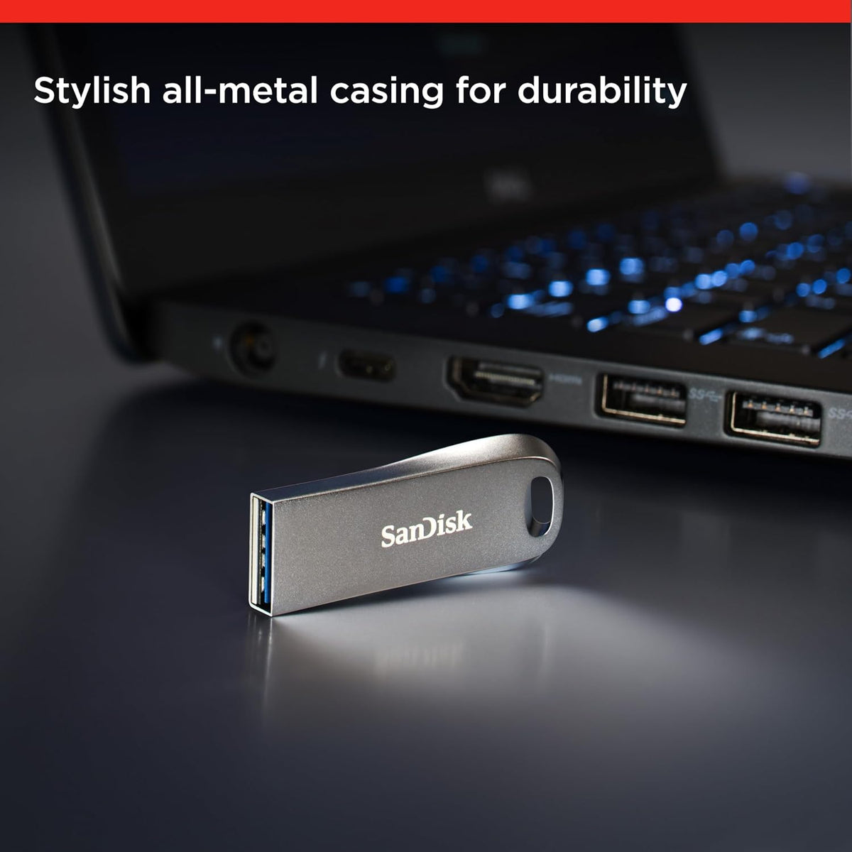 SanDisk Ultra Luxe 128 GB USB Flash Drive USB 3.1 up to 150 MB/s, Silver (Pack of 5)