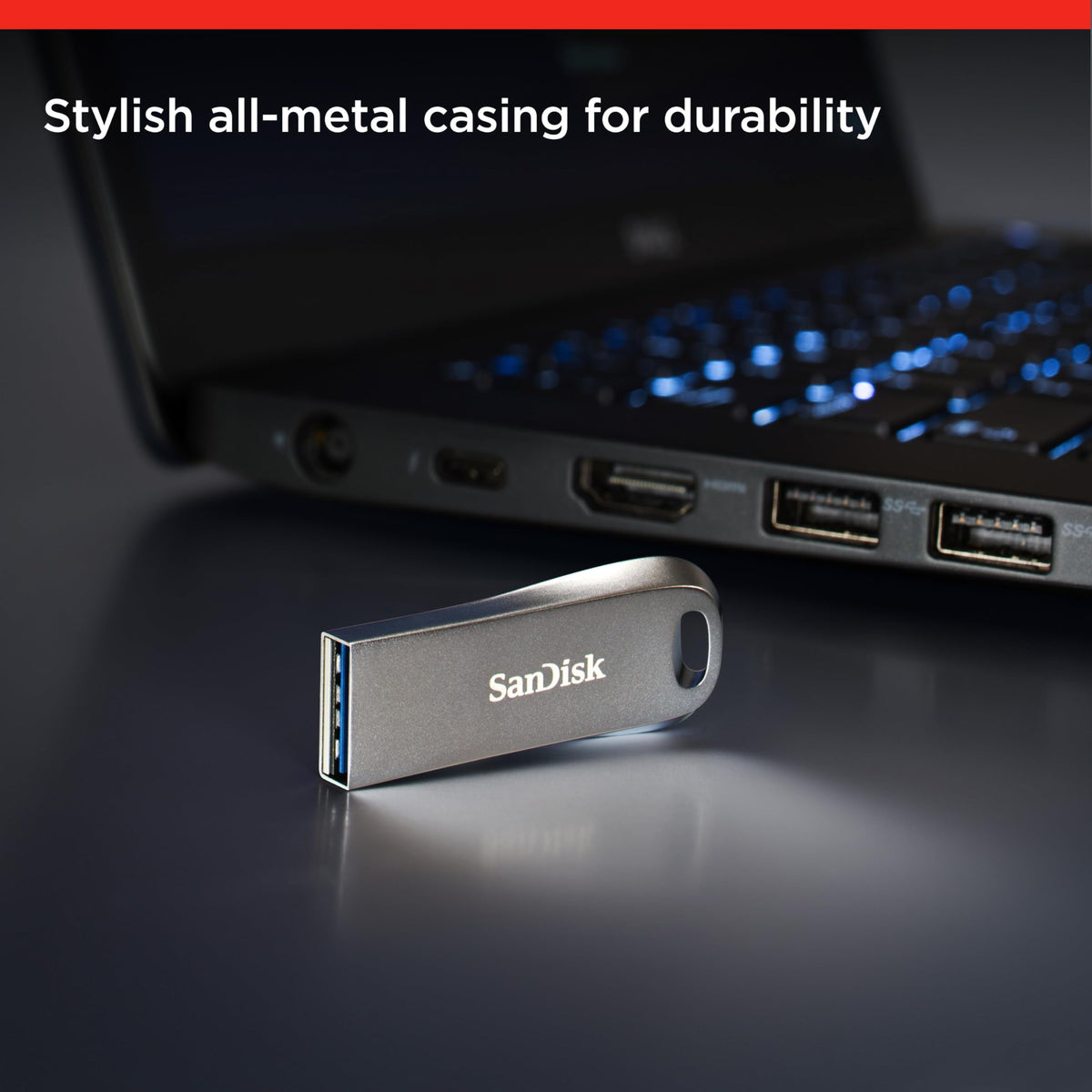 SanDisk Ultra Luxe 128 GB USB Flash Drive USB 3.1 up to 150 MB/s, Silver (Pack of 5)