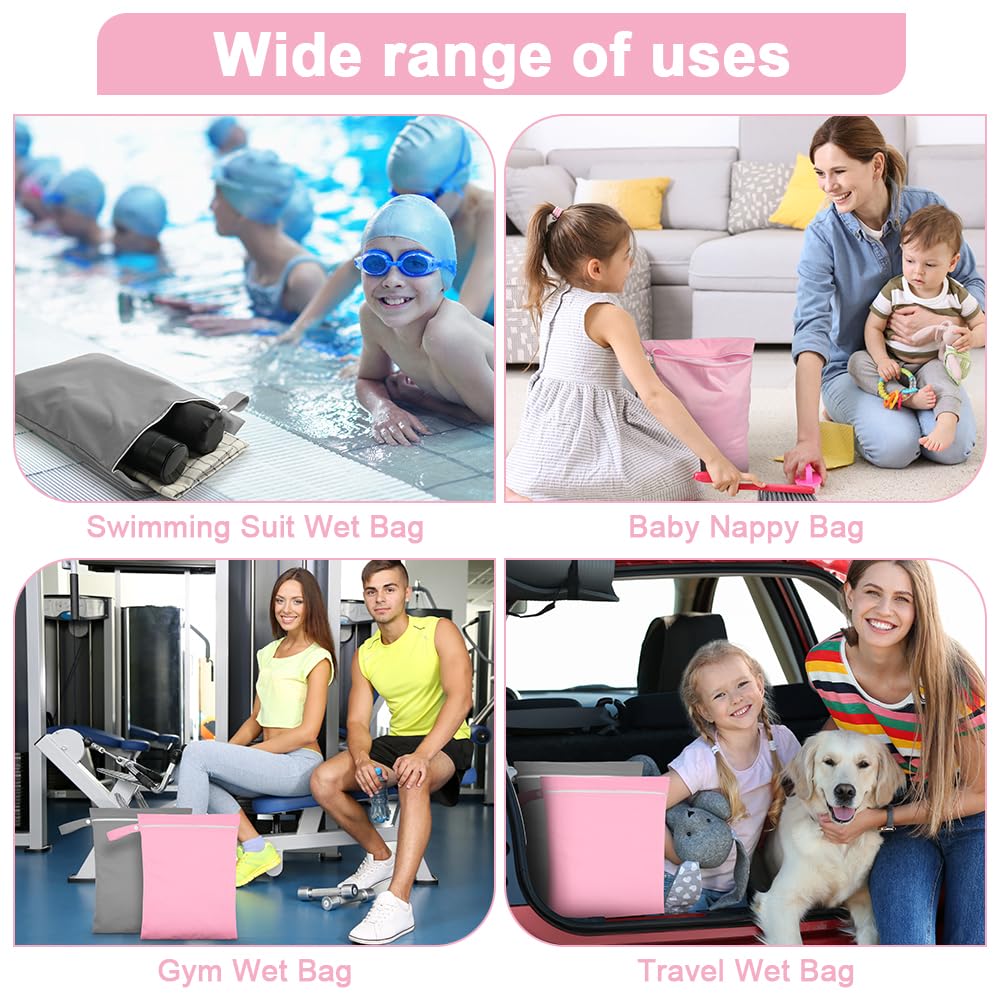 2PCS Wet Bags for Baby Items, Wet Swimsuits, Beach, Camping(Black)