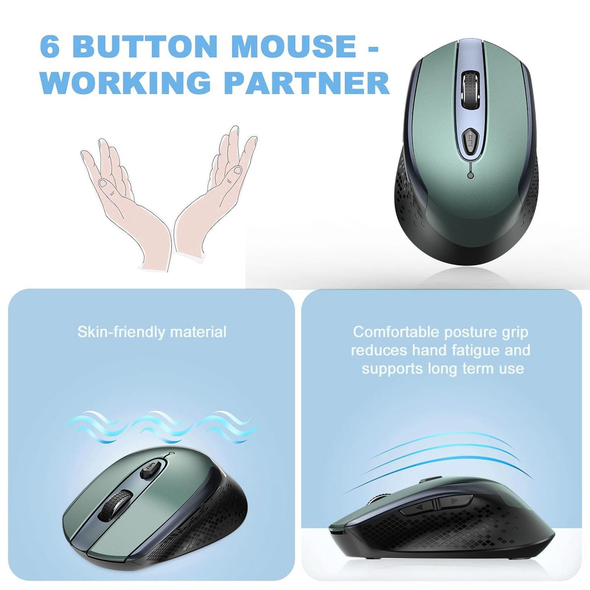 cimetech Wireless Mouse for Laptop, Portable Slim Silent Design for Left & Right Hand Users, Storable Nano Receiver, 800-1600 DPI, 2.4G Compact Computer Mice for MacBook, PC, Windows, Chromebook