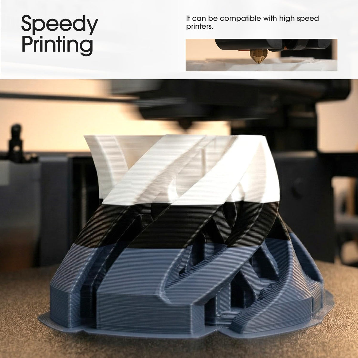 eSUN PLA+ Filament 1KG, PLA+HS High Speed 3D Printer Filament, Cold White