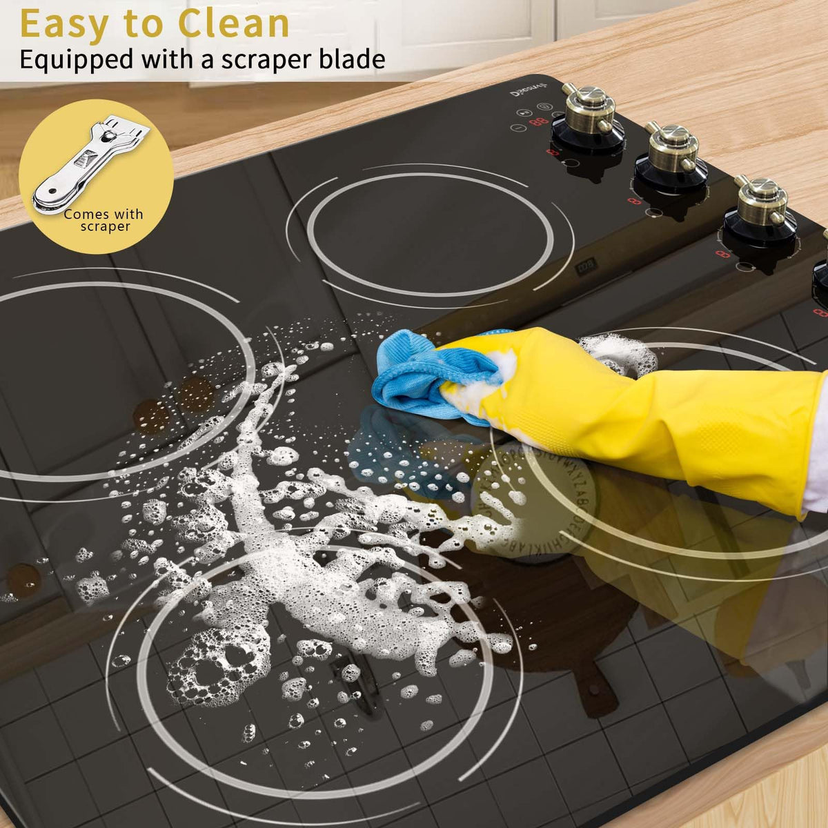 Double Ceramic Hob with Handle, Plug in 2 Ring Electric Hob